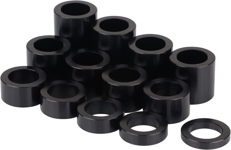 XMMT Black 13PCS Wheel Axle Spacer Kit I.D. 3/4" (0.75) - O.D. 1-1/8" (1.125) Billet Aluminum Compatible with Harley Bobbers Choppers Dyna Softail Touring Electra Glide Sportster 883 1200 - Image 4